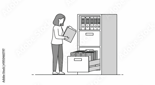 Person organizing files in a filing cabinet