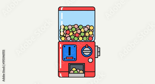 Vintage Gumball Machine Filled with Colorful Candies Dispensing Treats