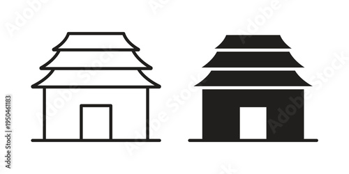 Buddhist temple icon. Simple linear element illustration. Thin stroke sign can be used for web, mobile and UI.