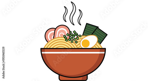 Delicious Ramen Bowl with Noodles, Egg, and Pork Slices - Japanese Cuisine