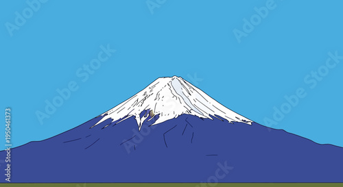 Iconic Mount Fuji Snow-Capped Peak Under Clear Blue Sky