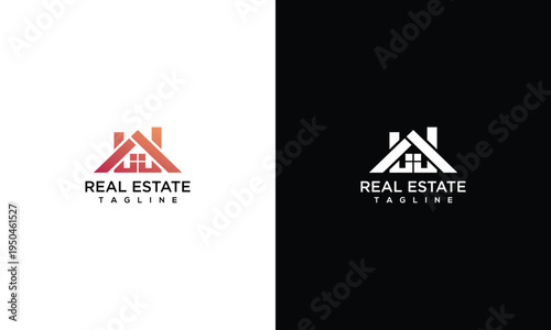 Modern Real Estate House Logo Design - Property Home Building Realty Brand Icon.