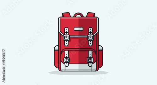 Red Backpack Illustration: Modern Design, Travel and School Icon
