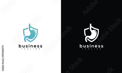 Stomach Shield Medical Logo Design - Digestive Health Gut Care  Gastroenterology Brand Symbol.