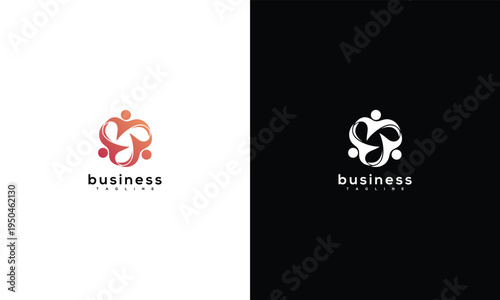 Business Teamwork Community Logo Design - Abstract Connection Network Symbol.