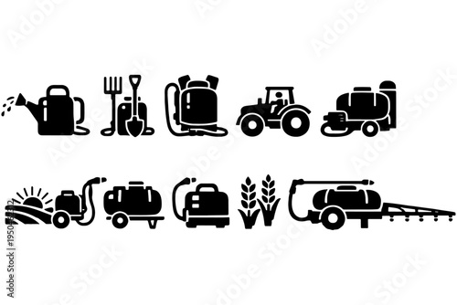 Hand Pump Backpack Sprayer Vector Collection for Farm Garden Pest Control