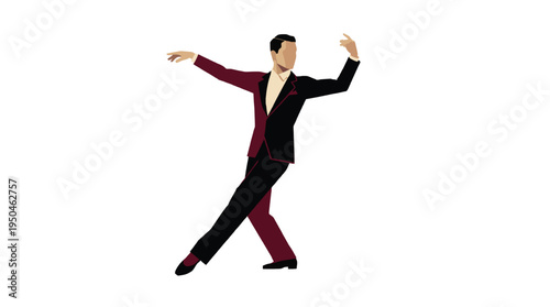 Tango dancer strikes a pose in minimalist vector design