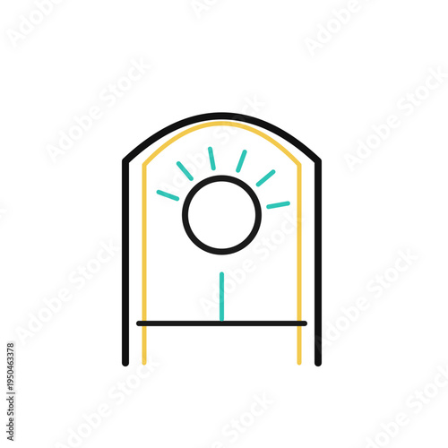 Solstice Portal Narrow Passage minimal sun line art SVG vector