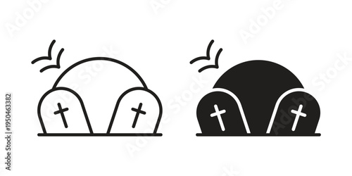 Cemetery icon. Simple linear element illustration. Thin stroke sign can be used for web, mobile and UI.