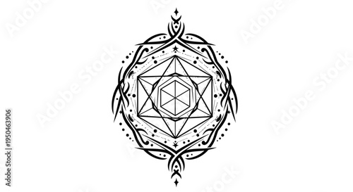 Intricate Geometric Mandala Design with Sacred Geometry Elements.