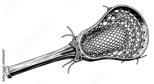 Lacrosse Stick and Net - Vintage Illustration