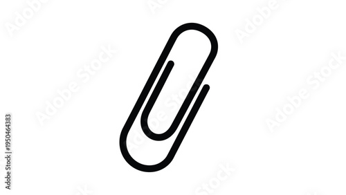 Simple black outline icon of a classic metal paperclip, an essential office and school supply for fastening documents together.