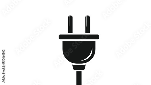 Solid black silhouette icon of a two-prong electrical plug with a cord, symbolizing power, energy, and an electricity connection.