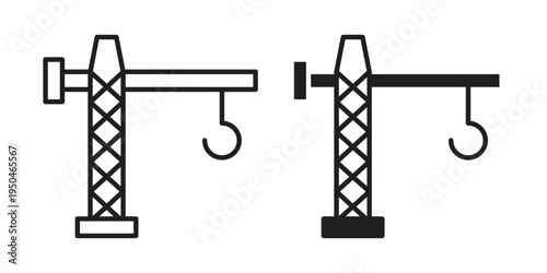Construction crane icon. Simple linear element illustration. Thin stroke sign can be used for web, mobile and UI.