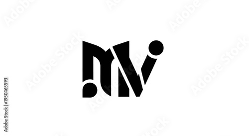Abstract MV Letter Logo Design with Modern Creative and Minimalist Style.