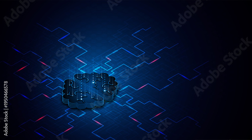 Circuit board of computer neural network or electronic artificial intelligence. Brain circuit technology. modern technology innovation concept background