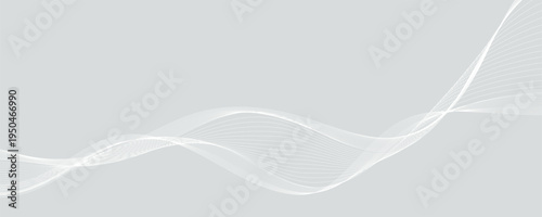 Abstract white wavy lines on grey background