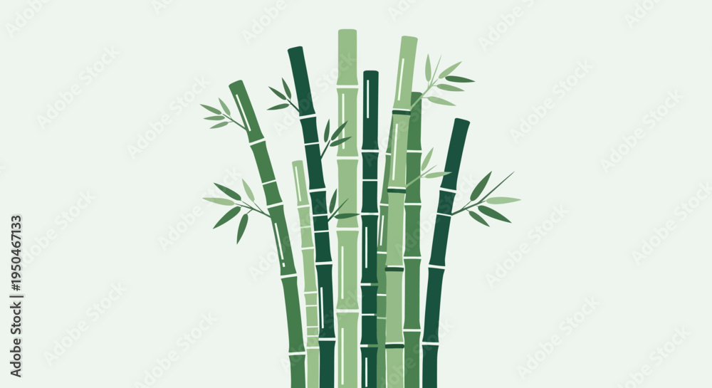 Fototapeta premium Green Bamboo Stalks Illustration