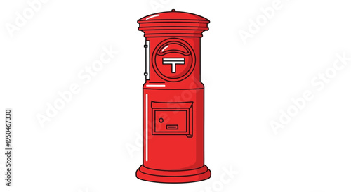 Red Japanese Post Box - Traditional Mailbox Icon
