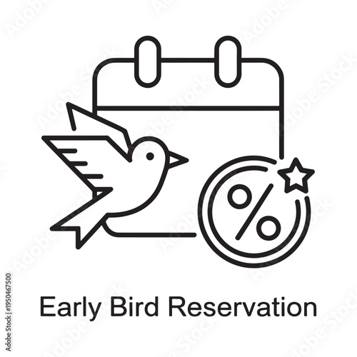 A calendar with a bird and a percentage sign representing early booking