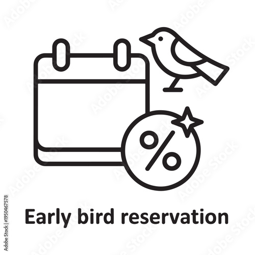 Calendar with a bird and percentage symbol representing early booking