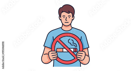 Committed individual promoting wellness with a clear no smoking message, encouraging a healthier future and fostering collective well-being through conscious choices
