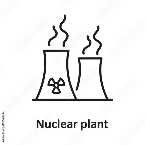 Simple line drawing of a nuclear power plant with rising smoke