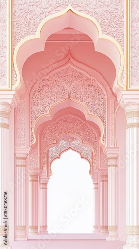 Traditional Mughal Wedding Card Design, Invitation template with place for text. Beautiful had painted template