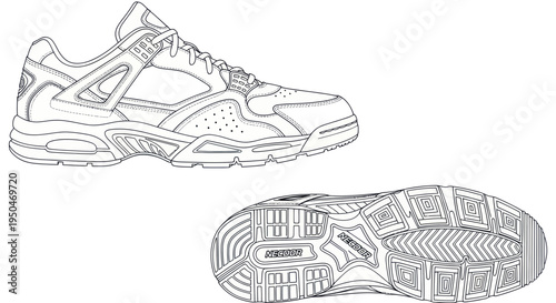 Athletic Shoe Design: Side View and Sole Detail