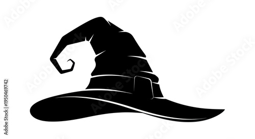 Black Witch Hat Silhouette Vector Icon