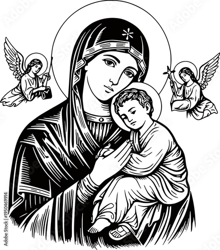 Tableau sur toile Our Lady of Perpetual Help Svg, Virgin Mary Svg
