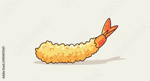 Crispy Golden Shrimp Tempura, Japanese Cuisine Appetizer, Isolated on Light Background