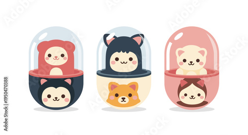 Cute Kawaii Animal Capsule Toys, Japanese Gachapon Style, Adorable Characters
