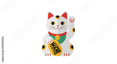 Lucky Cat Maneki Neko Waving Paw for Good Fortune and Wealth
