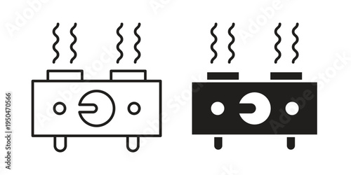 Electric hot plate icon. Simple linear element illustration. Thin stroke sign can be used for web, mobile and UI.