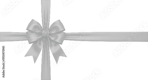 Elegant gift ribbon bow halftone design concept with black dots texture and cross layout isolated on a white background.