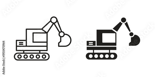 Excavator icon. Simple linear element illustration. Thin stroke sign can be used for web, mobile and UI.