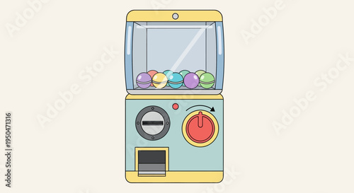 Cute Gumball Machine with Happy Faces, Toy Dispenser, Retro Arcade Game