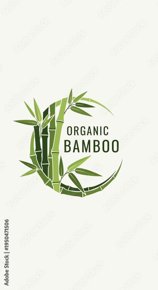 Obraz premium Organic Bamboo Logo Design with Green Leaves and Circular Element