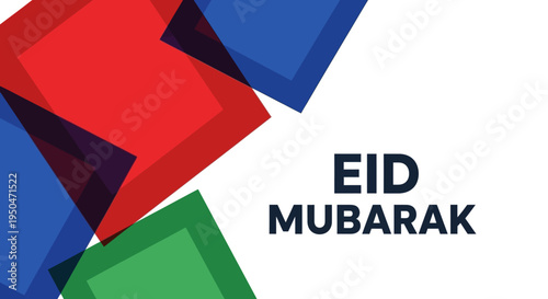 Eid Mubarak greeting card with colorful geometric shapes