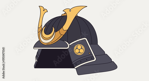 Samurai Helmet Icon - Traditional Japanese Warrior Armor Symbol