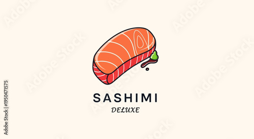 Sashimi Deluxe Logo with Salmon Slice