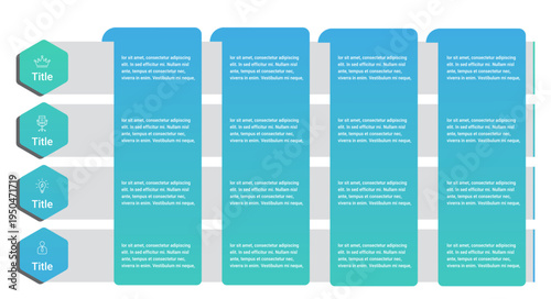 Business Strategy Comparison Infographic Template with 4 Column Layout and Icons, PowerPoint Table Layout
