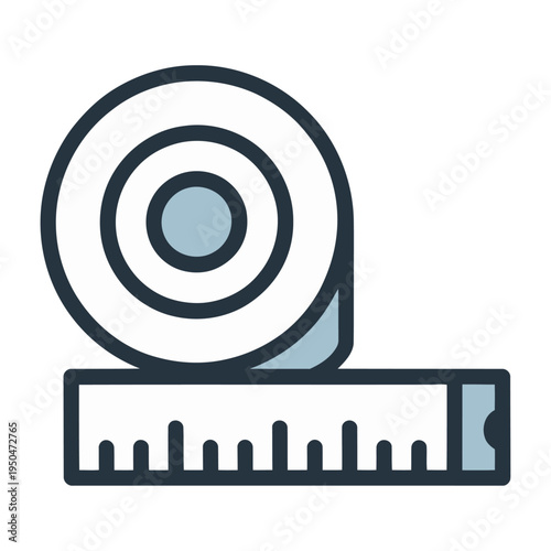 Roll of measuring tape represented as a vector for design purposes