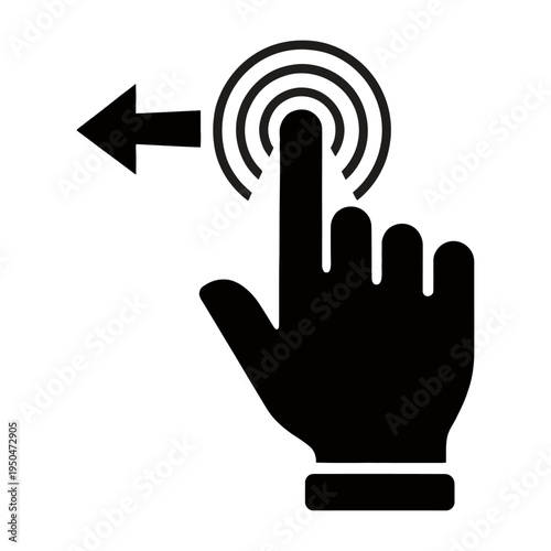 Vector of a hand swiping left on a touchscreen device