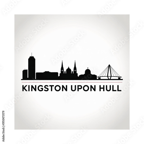 Silhouette of kingston upon hull skyline with city name below