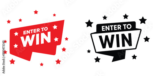 Colorful enter to win contest promotional banners with stars isolated for marketing and advertising purposes