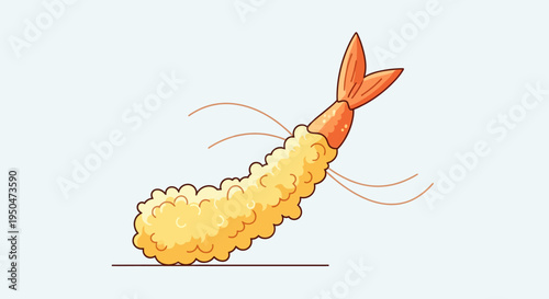 Crispy Shrimp Tempura Illustration: Japanese Cuisine Delight
