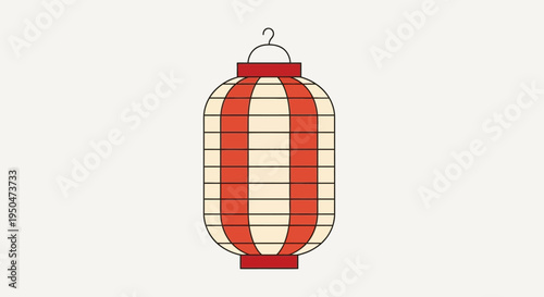 Japanese Lantern Red White Stripes Hanging Festive Decoration