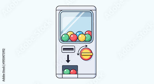 Retro Gumball Machine Dispensing Colorful Candies into Collection Tray